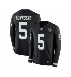 Youth Nike Oakland Raiders #5 Johnny Townsend Limited Black Therma Long Sleeve NFL Jersey
