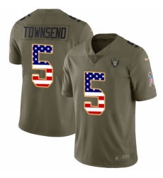 Youth Nike Oakland Raiders #5 Johnny Townsend Limited Olive/USA Flag 2017 Salute to Service NFL Jersey