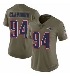 Women's Nike New England Patriots #94 Adrian Clayborn Limited Olive 2017 Salute to Service NFL Jersey