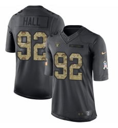 Youth Nike Oakland Raiders #92 P.J. Hall Limited Black 2016 Salute to Service NFL Jersey