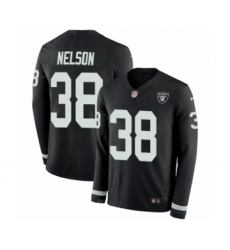 Men's Nike Oakland Raiders #38 Nick Nelson Limited Black Therma Long Sleeve NFL Jersey