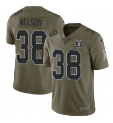 Men's Nike Oakland Raiders #38 Nick Nelson Limited Olive 2017 Salute to Service NFL Jersey