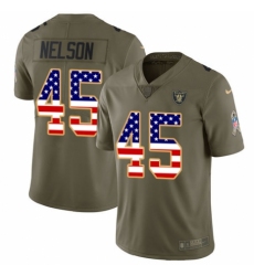 Men's Nike Oakland Raiders #45 Nick Nelson Limited Olive/USA Flag 2017 Salute to Service NFL Jersey