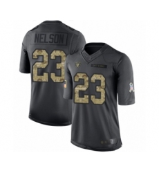 Men's Oakland Raiders #23 Nick Nelson Limited Black 2016 Salute to Service Football Jersey