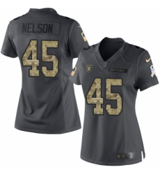 Women's Nike Oakland Raiders #45 Nick Nelson Limited Black 2016 Salute to Service NFL Jersey