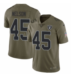 Youth Nike Oakland Raiders #45 Nick Nelson Limited Olive 2017 Salute to Service NFL Jersey