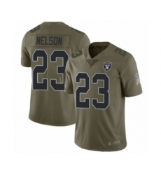 Youth Oakland Raiders #23 Nick Nelson Limited Olive 2017 Salute to Service Football Jersey