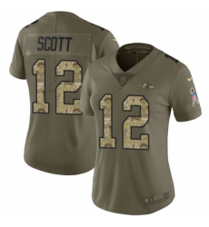 Women's Nike Baltimore Ravens #12 Jaleel Scott Limited Olive/Camo Salute to Service NFL Jersey