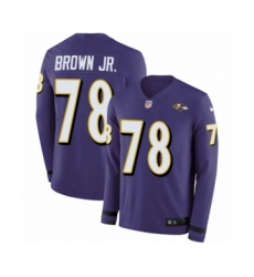 Men's Nike Baltimore Ravens #78 Orlando Brown Jr. Limited Purple Therma Long Sleeve NFL Jersey