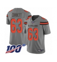 Men's Cleveland Browns #63 Austin Corbett Limited Gray Inverted Legend 100th Season Football Jersey