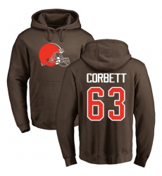 NFL Nike Cleveland Browns #63 Austin Corbett Brown Name & Number Logo Pullover Hoodie