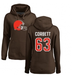 NFL Women's Nike Cleveland Browns #63 Austin Corbett Brown Name & Number Logo Pullover Hoodie