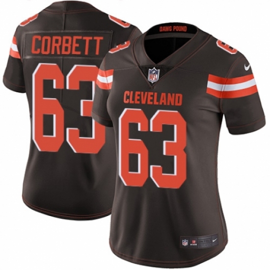 Women's Nike Cleveland Browns #63 Austin Corbett Brown Team Color Vapor Untouchable Limited Player NFL Jersey