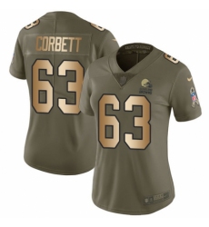 Women's Nike Cleveland Browns #63 Austin Corbett Limited Olive/Gold 2017 Salute to Service NFL Jersey