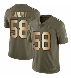 Men's Nike Tennessee Titans #58 Harold Landry Limited Olive/Gold 2017 Salute to Service NFL Jersey