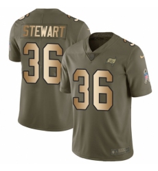 Men's Nike Tampa Bay Buccaneers #36 M.J. Stewart Limited Olive/Gold 2017 Salute to Service NFL Jersey