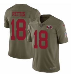 Men's Nike San Francisco 49ers #18 Dante Pettis Limited Olive 2017 Salute to Service NFL Jersey