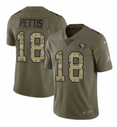 Men's Nike San Francisco 49ers #18 Dante Pettis Limited Olive/Camo 2017 Salute to Service NFL Jersey