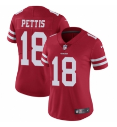 Women's Nike San Francisco 49ers #18 Dante Pettis Red Team Color Vapor Untouchable Limited Player NFL Jersey