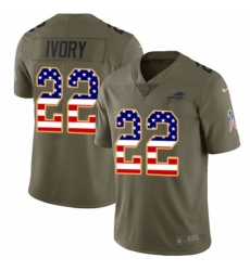 Men's Nike Buffalo Bills #22 Chris Ivory Limited Olive/USA Flag 2017 Salute to Service NFL Jersey