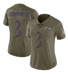 Women's Nike Baltimore Ravens #3 Robert Griffin III Limited Olive 2017 Salute to Service NFL Jersey