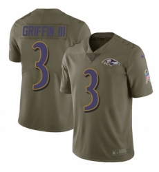 Youth Nike Baltimore Ravens #3 Robert Griffin III Limited Olive 2017 Salute to Service NFL Jersey