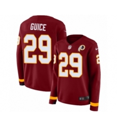 Women's Nike Washington Redskins #29 Derrius Guice Limited Burgundy Therma Long Sleeve NFL Jersey