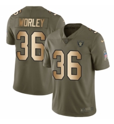 Men's Nike Oakland Raiders #36 Daryl Worley Limited Olive/Gold 2017 Salute to Service NFL Jersey