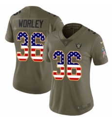 Women's Nike Oakland Raiders #36 Daryl Worley Limited Olive/USA Flag 2017 Salute to Service NFL Jersey