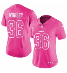 Women's Nike Oakland Raiders #36 Daryl Worley Limited Pink Rush Fashion NFL Jersey