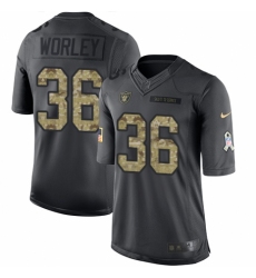 Youth Nike Oakland Raiders #36 Daryl Worley Limited Black 2016 Salute to Service NFL Jersey