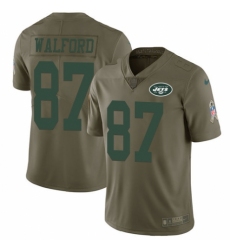 Men's Nike New York Jets #87 Clive Walford Limited Olive 2017 Salute to Service NFL Jersey