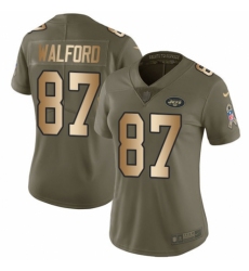 Women's Nike New York Jets #87 Clive Walford Limited Olive Gold 2017 Salute to Service NFL Jersey