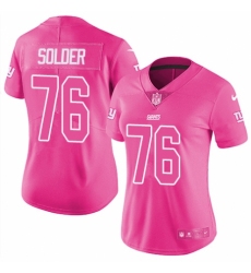 Women's Nike New York Giants #76 Nate Solder Limited Pink Rush Fashion NFL Jersey