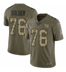 Youth Nike New York Giants #76 Nate Solder Limited Olive Camo 2017 Salute to Service NFL Jersey