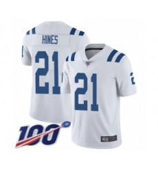 Men's Indianapolis Colts #21 Nyheim Hines White Vapor Untouchable Limited Player 100th Season Football Jersey