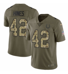Men's Nike Indianapolis Colts #42 Nyheim Hines Limited Olive/Camo 2017 Salute to Service NFL Jersey