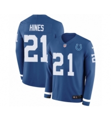 Youth Nike Indianapolis Colts #21 Nyheim Hines Limited Blue Therma Long Sleeve NFL Jersey