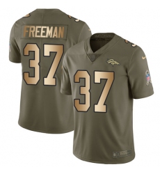 Men's Nike Denver Broncos #37 Royce Freeman Limited Olive Gold 2017 Salute to Service NFL Jersey