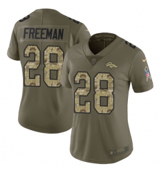 Women Nike Denver Broncos #28 Royce Freeman Limited Olive Camo 2017 Salute to Service NFL Jersey