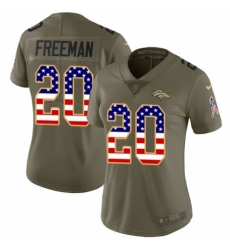 Women's Nike Denver Broncos #20 Royce Freeman Limited Olive/USA Flag 2017 Salute to Service NFL Jersey
