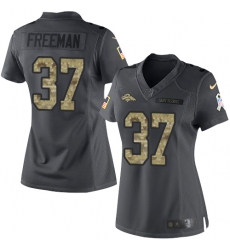 Women's Nike Denver Broncos #37 Royce Freeman Limited Black 2016 Salute to Service NFL Jersey