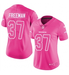 Women's Nike Denver Broncos #37 Royce Freeman Limited Pink Rush Fashion NFL Jersey