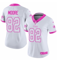 Women's Nike Green Bay Packers #82 J'Mon Moore Limited White/Pink Rush Fashion NFL Jersey