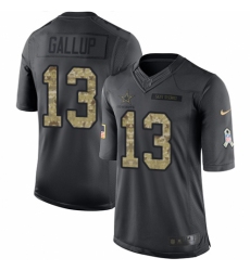 Youth Nike Dallas Cowboys #13 Michael Gallup Limited Black 2016 Salute to Service NFL Jersey