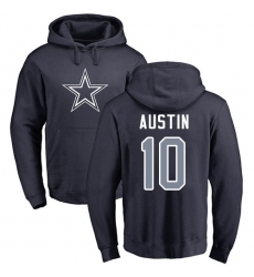 NFL Nike Dallas Cowboys #10 Tavon Austin Navy Blue Name & Number Logo Pullover Hoodie