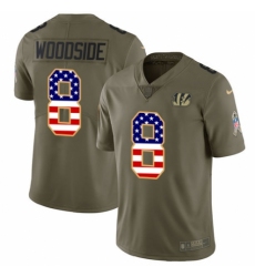 Men's Nike Cincinnati Bengals #8 Logan Woodside Limited Olive/USA Flag 2017 Salute to Service NFL Jersey