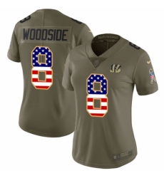 Women's Nike Cincinnati Bengals #8 Logan Woodside Limited Olive/USA Flag 2017 Salute to Service NFL Jersey