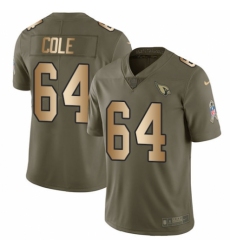 Men's Nike Arizona Cardinals #64 Mason Cole Limited Olive/Gold 2017 Salute to Service NFL Jersey