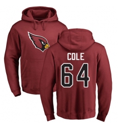 NFL Nike Arizona Cardinals #64 Mason Cole Maroon Name & Number Logo Pullover Hoodie